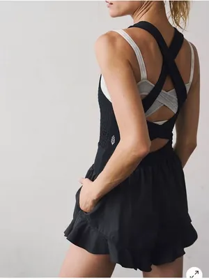 Free People Movement Breathless Shorties Onesie Romper In Black NWT Size Medium thumbnail 3
