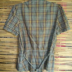 Lucky Brand M Brown Gold Plaid Top thumbnail 3