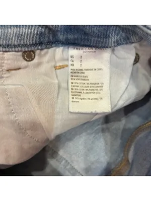American Eagle Womans Pride Rainbow Stitched Light Wash Distressed Shorts Sz 2 thumbnail 2