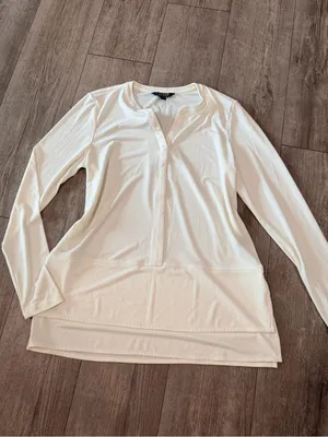 Lauren Ralph Lauren White Long-Sleeve Henley Top thumbnail 5
