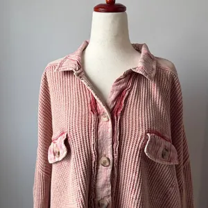 Free People One Scout Waffle Knit Jacket Pink Slouchy Dolman Sleeves thumbnail 5