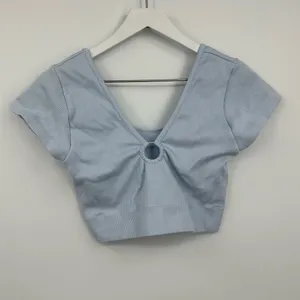 Aerie Seamless Crop Top Size XL Blue Gym Workout thumbnail 2