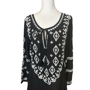 Lulus A Day in the Life Black and White Embroidered Dress Size Medium‎ Kaftan thumbnail 7