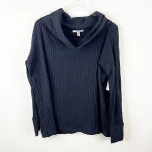 NWT Free People Juicy Cowl Neck‎ Thermal Top Women's Size XS Black Boho thumbnail 3