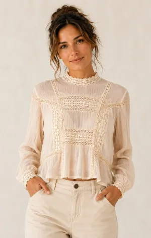 Louise‎ Misha Tara Blouse Blush Pink Cotton Lace Boho Victorian Top French Brand thumbnail 1