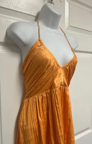 Old Navy Golden Aurora Shirred Satin Halter Top thumbnail 7