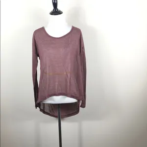 Long Sleeve Top Lace Up Back Cutout Purple thumbnail 2
