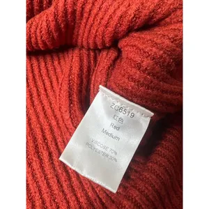 Dark Red Ribbed Knit Cowl Neck Sweater With Button Accents Womens M Cozy Fall thumbnail 4