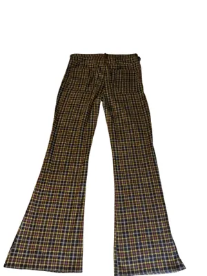American Eagle Outfitters Women's Plaid Flared Dress Pants Brown Yellow Purple thumbnail 2