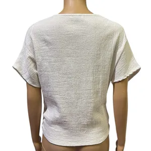 Zara White Gauze Twisted Front Dolman Short Sleeve Lightweight Top Womens Small thumbnail 5