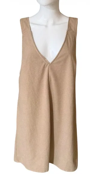 SHEIN Beige V-Neck Sleeveless Mini Dress thumbnail 1