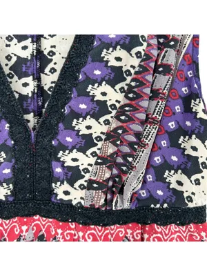 Kimchi Blue Silk Boho Chic Artsy Mini Dress Purple Black Multi Size Small thumbnail 3