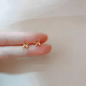 NEW Dainty Unisex Gold‎ Plated Sterling Balloon Dog Earrings, 0.7 x 0.7cm thumbnail 13