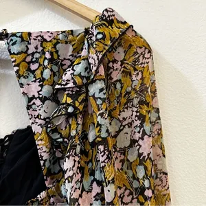 Free People Mabel Printed Blouse in Black Combo Size Small‎ Floral thumbnail 10