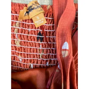 Anthro Flying Tomato Sidewalk Cafe Terracotta Woven Maxi Dress Halter Cutout S‎ thumbnail 3