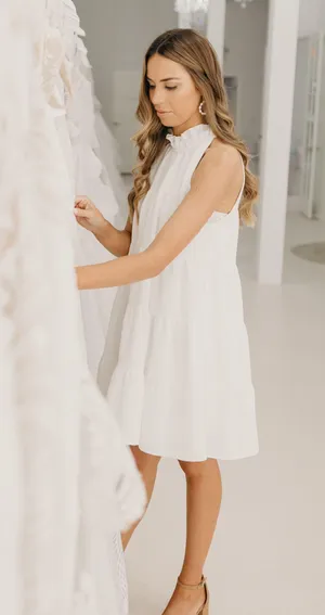 Halter Tiered Ruffle White Mini Dress thumbnail 6