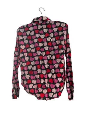 VICTORIA’S SECRET hearts pattern button down long sleeve top pajama women’s XS thumbnail 7