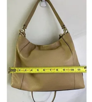 coach medium w adjustable strap tan leather cross thumbnail 4