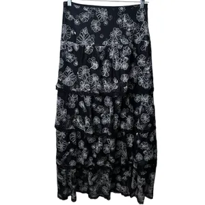 Bossa Concept Black and White Floral Lace Crop Top Maxi Skirt Set Feminine‎ L thumbnail 8