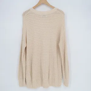 Old Navy Tunic Sweater Womens Large Beige Waffle Knit Crew Neck Long Sleeve thumbnail 3
