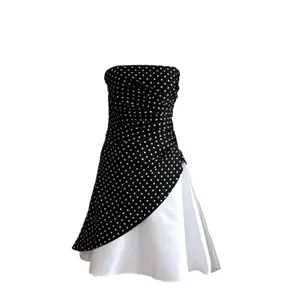 Onyx Nite Dress Black White Polka Dot Strapless Tulle Fit Flare Prom Size 3/4 thumbnail 12