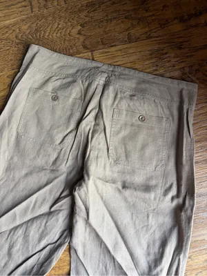 Love Tree Beige Straight-Leg Drawstring linen Vicose blend Pants medium thumbnail 5