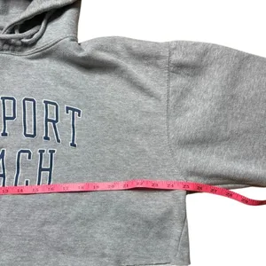 Brandy Melville John Galt Grey Cropped Oversized Newport Beach Hoodie One Size thumbnail 6