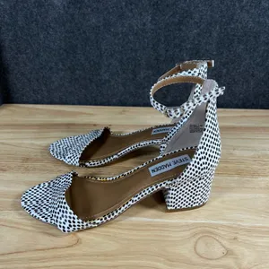 Steve Madden Irenee Polka Dot Block Heel Sandals Black White 7.5M thumbnail 7