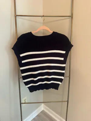 Moon & Maddison Striped Navy Knit Sweater thumbnail 3