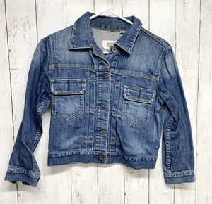 UJ Jacket Women Size Small Blue Denim Collared Button Down‎ Crop Trucker Pockets thumbnail 1