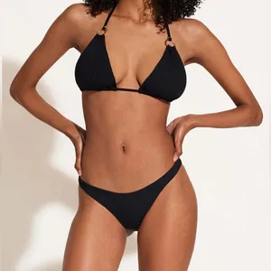 Vitamin A Cosmo Ecorib Bikini Set 6 S Black Gold Rings thumbnail 1
