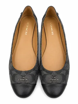 Coach Signature Jacquard Black Leather Cap Toe Ballet Flats Women’s Size: 7.5 thumbnail 1