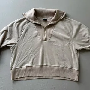 Sage Ribbed Trim Quarter Zip Sweatshirt thumbnail 2