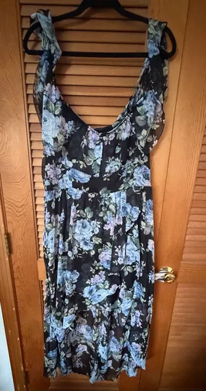 Abercrombie High Low Summer Dress Blue Floral size XL thumbnail 1