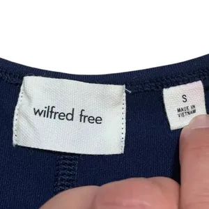 Wilfred Free Divinity Kick Flare Jumpsuit S Navy Blue Spaghetti Strap Athleisure thumbnail 2