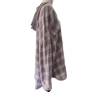 NEW SO Hooded Flannel Shirt Pink Brown Plaid NEW Plus 3X long sleeve button fron thumbnail 5