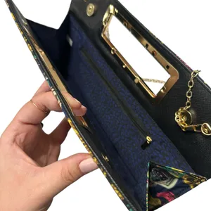 Multicolor Butterfly Rectangular Convertible Clutch Crossbody Purse Wedding Blue thumbnail 5