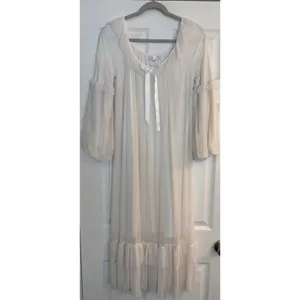 Vtg Princess Nightgown Small Bridal Peignoir White‎ Puff Sleeve Honeymoon Ruffle thumbnail 2