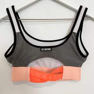 PE‎ Nation Sports Bra Size XS Multi Colorblock Criss Cross Straps Gorp Pilatates thumbnail 6