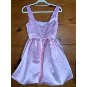 NWT Lulus Regal Cutie Light Pink Satin Square Neck Bubble-Hem Mini Dress Size M thumbnail 4