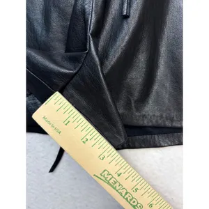 Good American Faux Leather Shorts Women 3 Black Elastic Waist Drawstring Pockets thumbnail 8