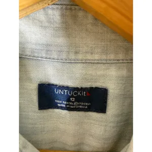 Untuckit chambray denim button down shirt‎ dress tie waist size 12 thumbnail 3