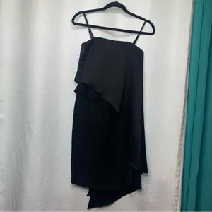 Elliatt black strapless satin candid midi dress XS party cocktail‎ wedding guest thumbnail 3