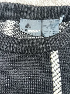 Vintage Lizwear Plaid Crewneck Sweater in Black and white thumbnail 3