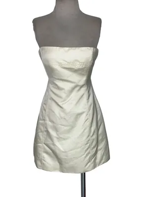 WeWoreWhat Strapless Peplum Mini Dress in Ecru 2 New Womens Strapless thumbnail 4