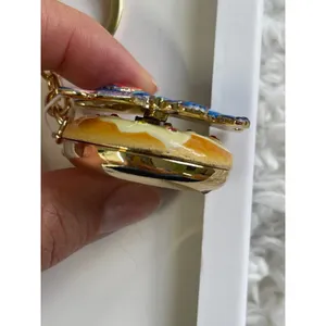Disney Stitch Donut Floatie Spinner Keychain Charm Clip Gold Tone Sunglasses NEW thumbnail 4