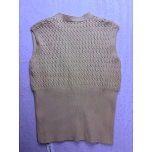 Commense Cable Knit Vest Women XS Beige Gold Button Sleeveless Layering thumbnail 8