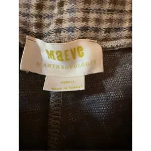Maeve by Anthropologie Tan Plaid Pull on Pants Sz XS‎ thumbnail 7