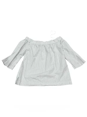 Madewell Coastal Nostalgia Summer Vac Blue Striped Off Shoulder 3/4 Sleeve Top S thumbnail 5