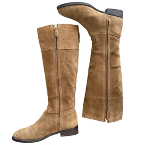 Tory Burch Wembley Suede Riding Boots Tan Tobacco Brown Gold Logo Size 8 thumbnail 5